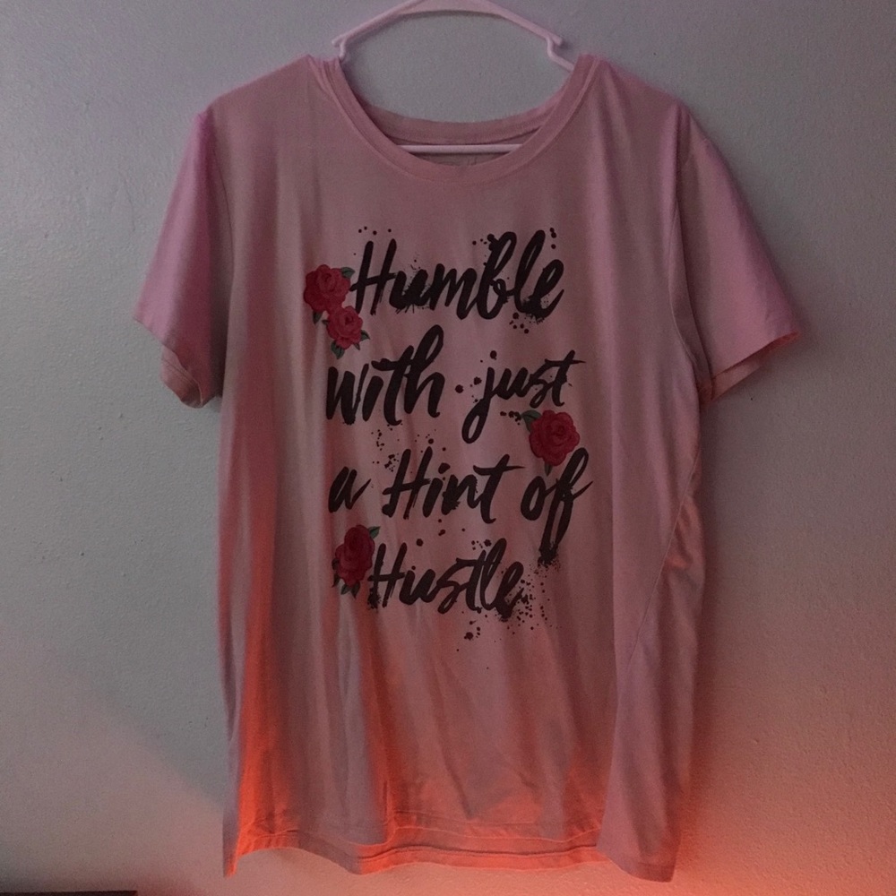Pink top with wording